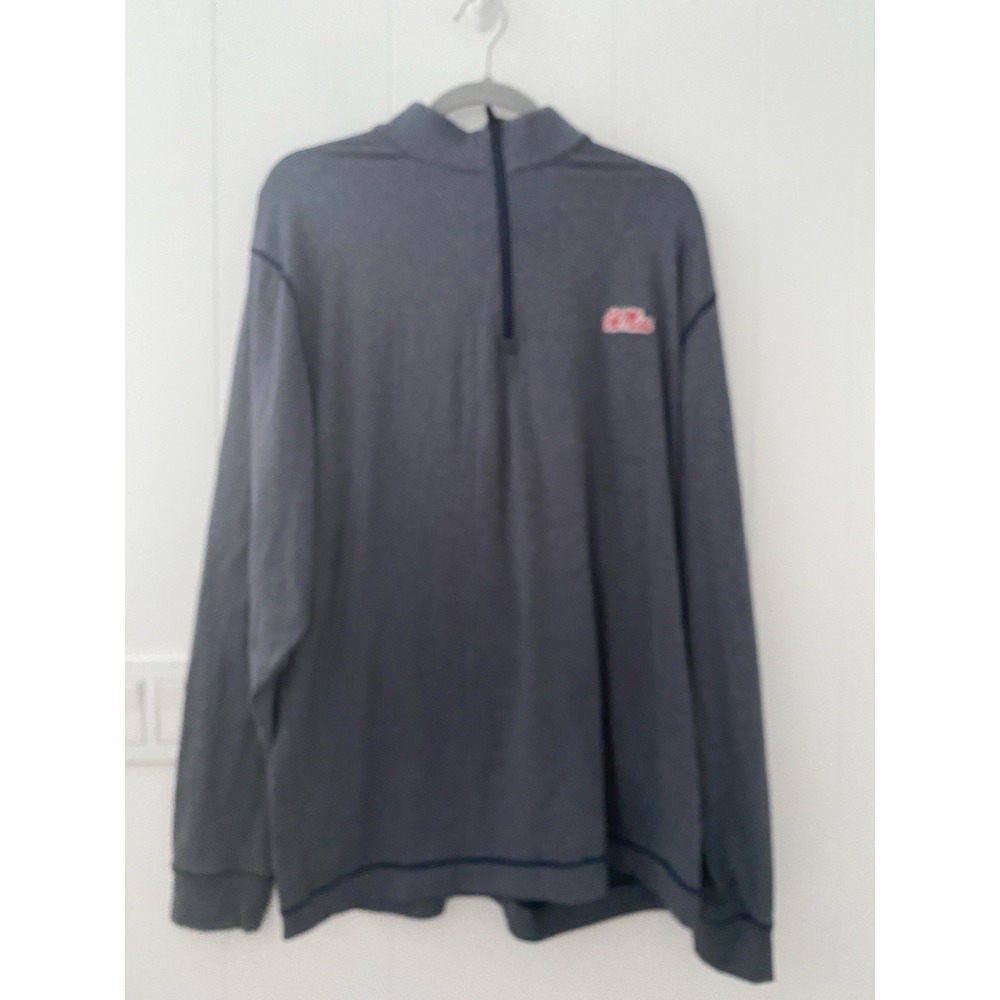 Ole Miss Rebels Cutter & Buck Adapt Eco Hybrid 1/4 Zip Pullover Grey Mens XL‎